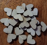Wooden hearts solid 25mm x 25mm. 25 per pack. Min buy 3.